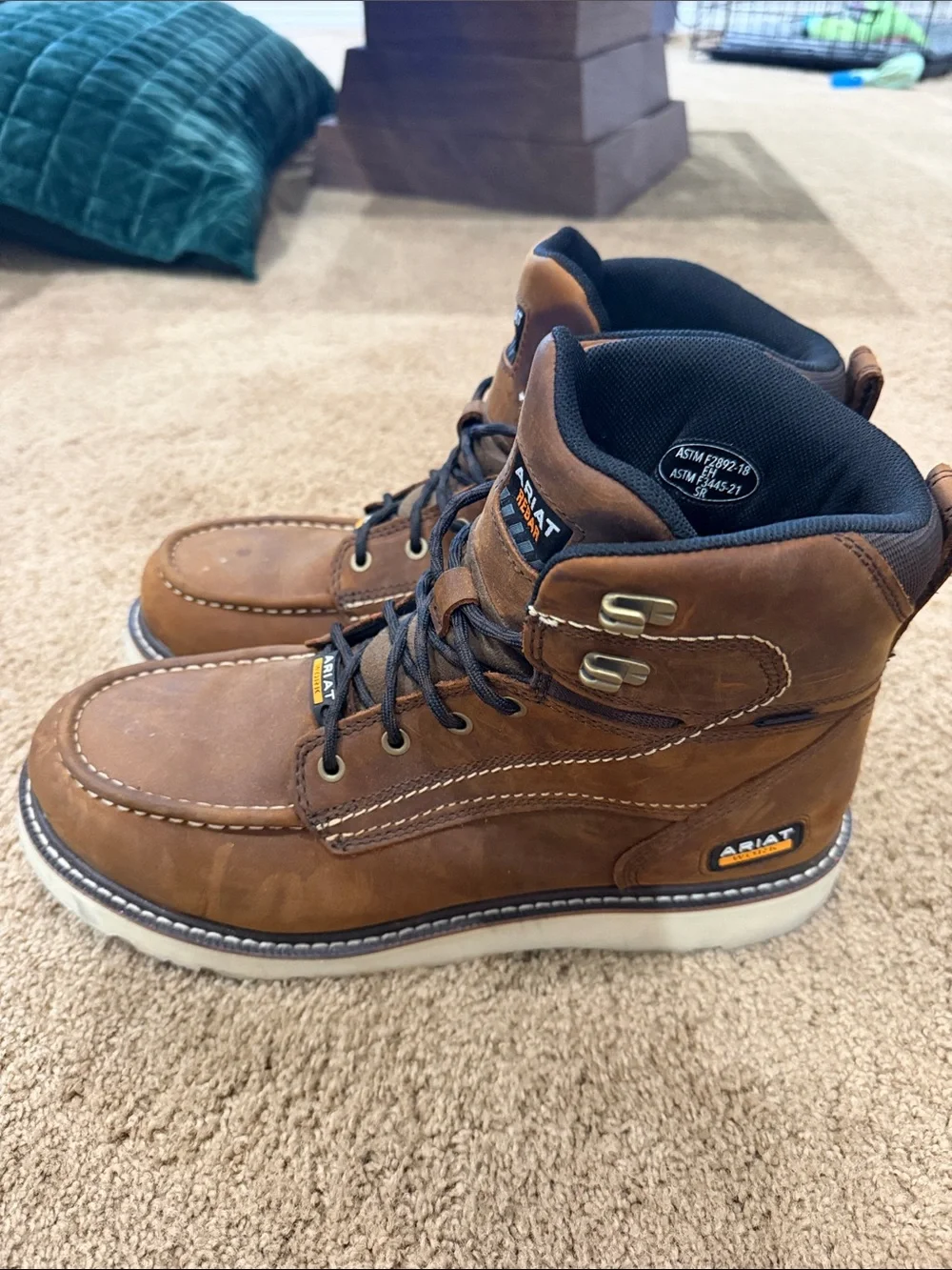 Ariat rebar Brown Lace-Up Moc Toe Work Boots